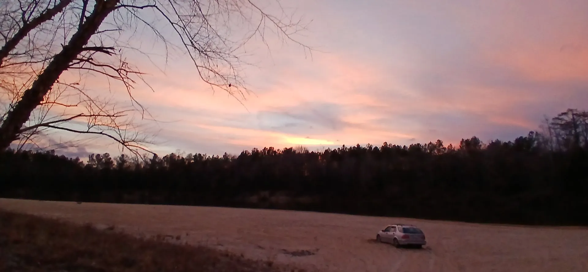 Sunset over the worked ground