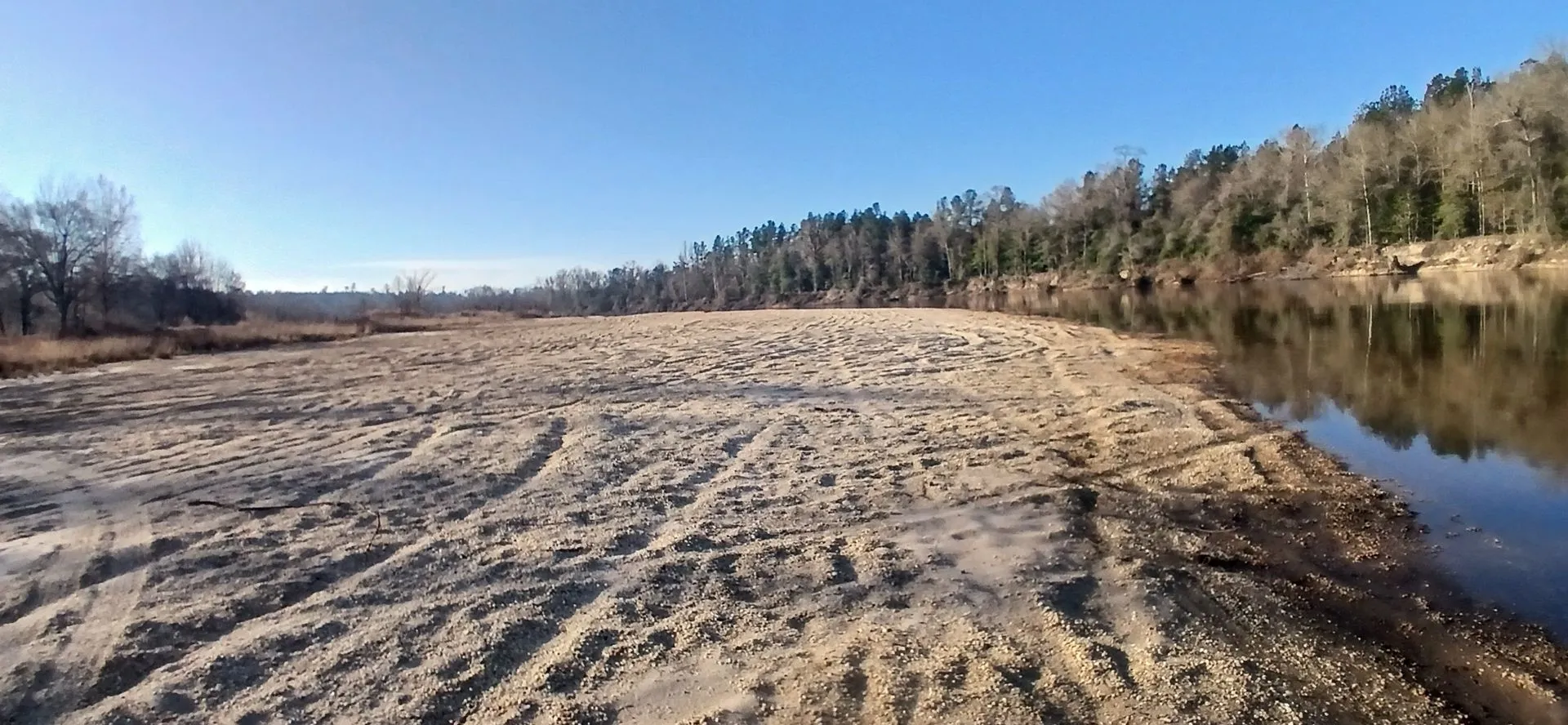 Graded flat ground with treeline beyond