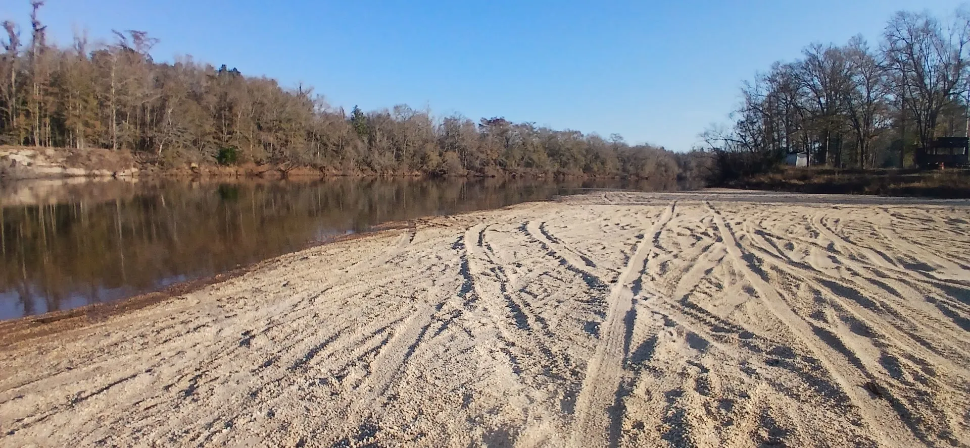 Graded ground running down to the water